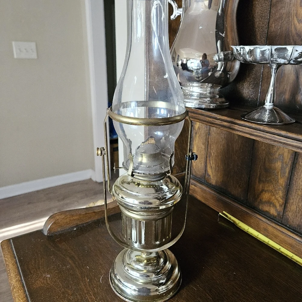 Brass Nautical Ship Gimbal Oil Lamp.